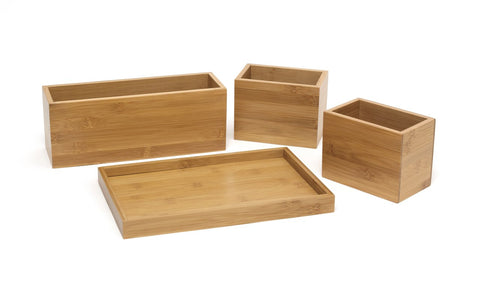 Bamboo Tray & 3 Box Org. Set
