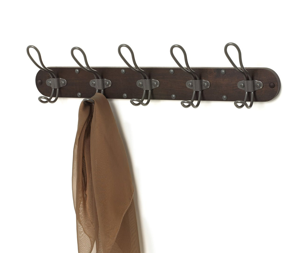 Millbrook Wall Mount 5-Hook Wood Rack