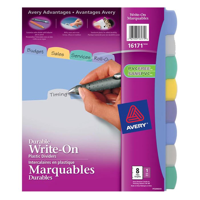Avery Write On 8-Tab Dividers