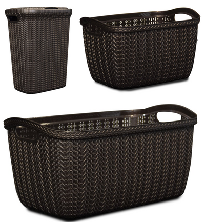 Brown Knit Basket Bundle (3 Piece Set)